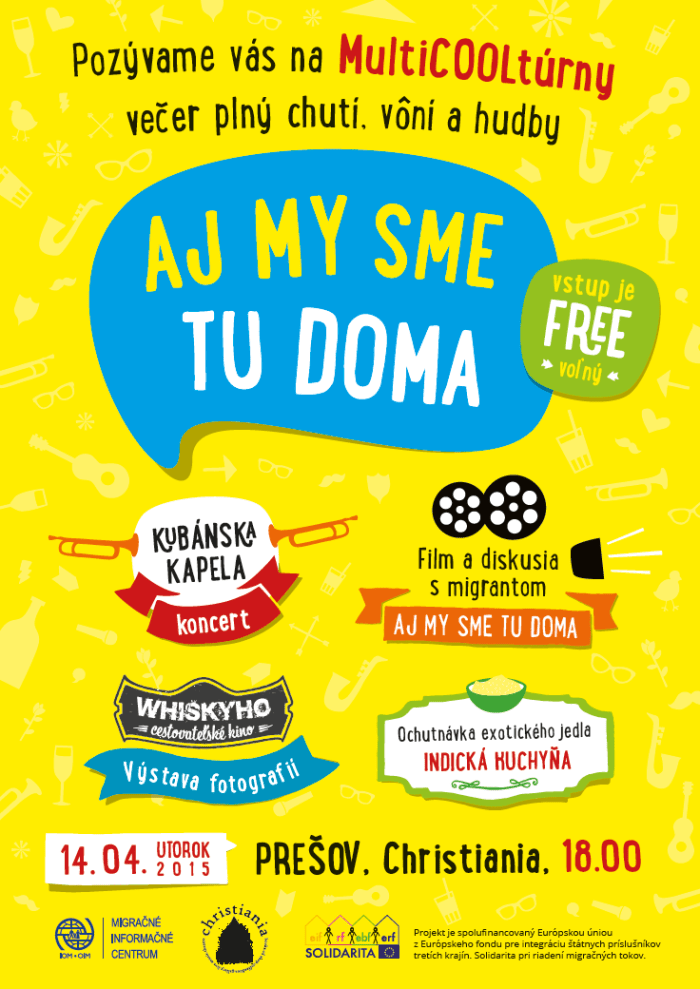 Poster of the multicultural event “We Are at Home Here”, Prešov 2015