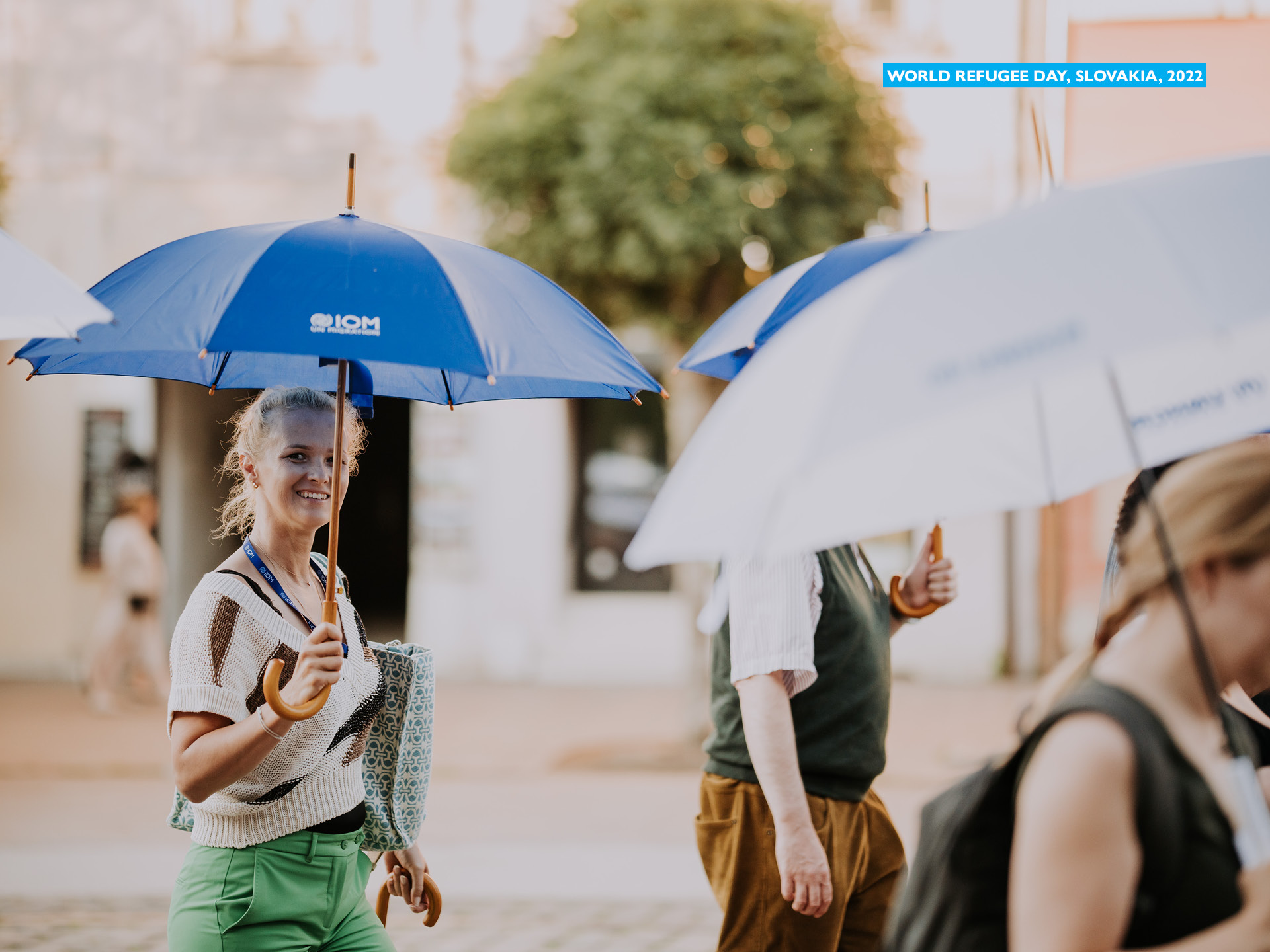  Umbrella parade at the event in Košice – World Refuee Day 2022. Photo © UNHCR/Peter Čontoš, 2022.