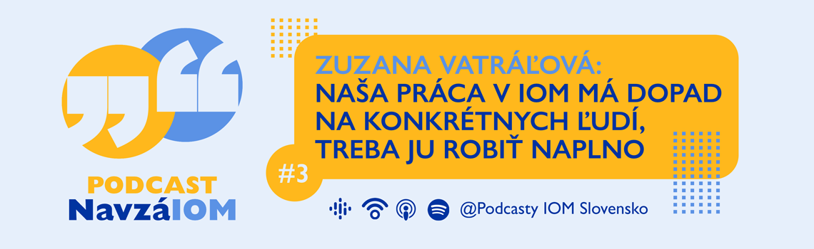 Banner - Podcast IOM - NavzáIOM #3: Zuzana Vatráľová: Naša práca v IOM má dopad na konkrétnych ľudí, treba ju robiť naplno