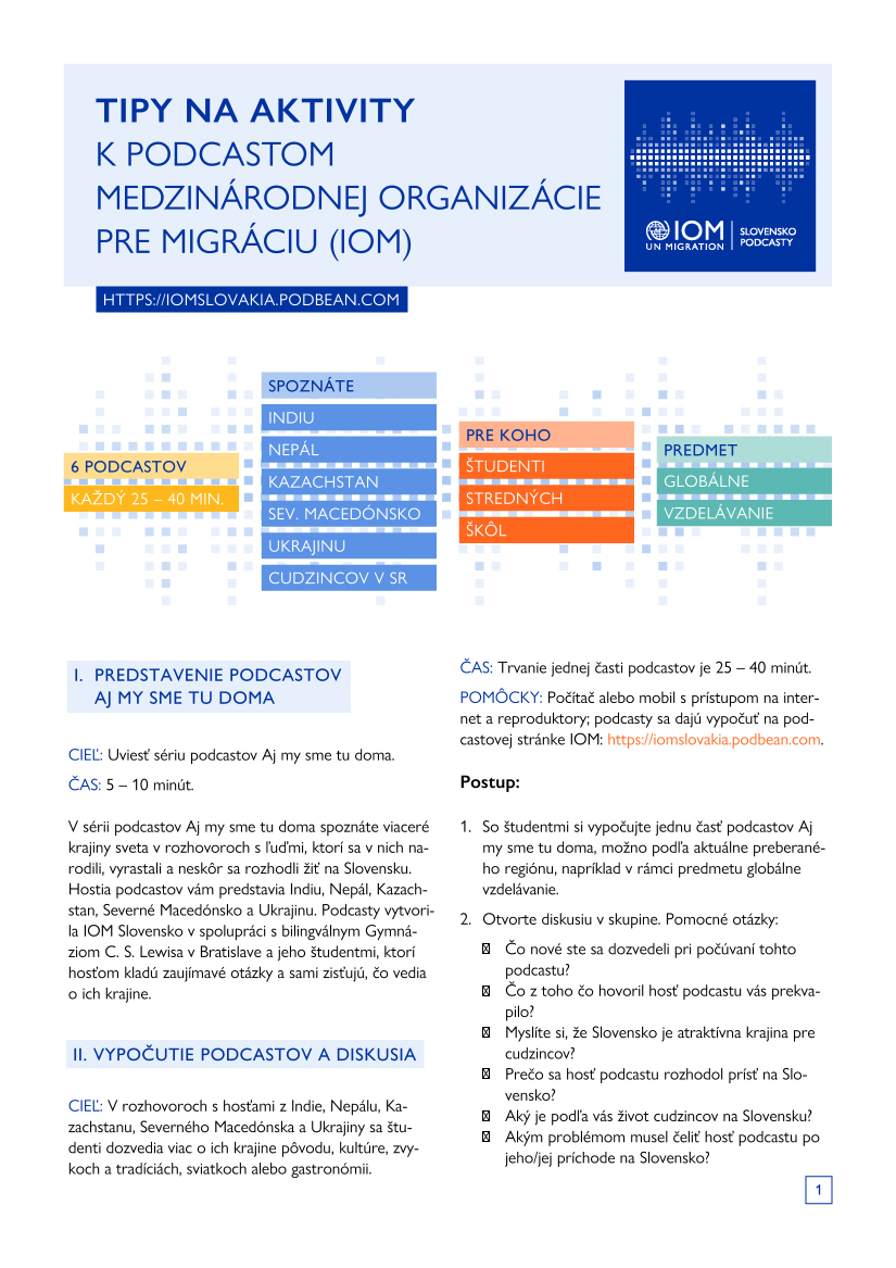 IOM - Educational Materials on Mirgation - Accompanying activities for the IOM Slovakia Podcasts