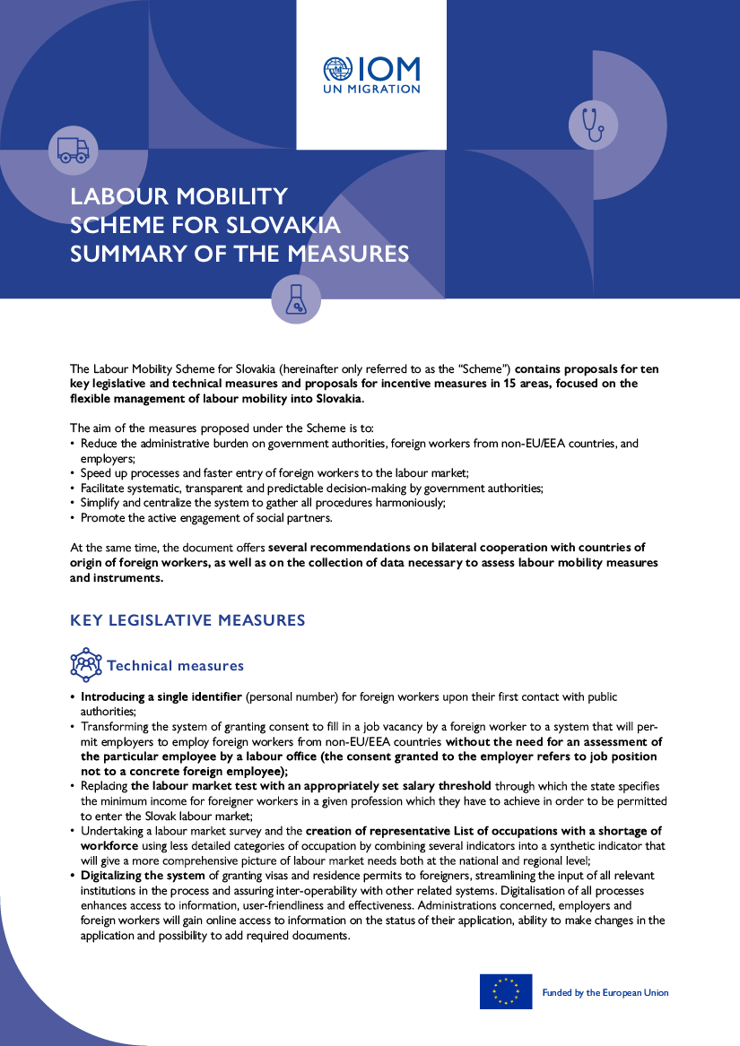 Cover – Labour Mobility Scheme for Slovakia – Summary of the Measures