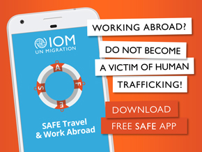 IOM - Banner mobile application SAFE Travel & Work Abroad